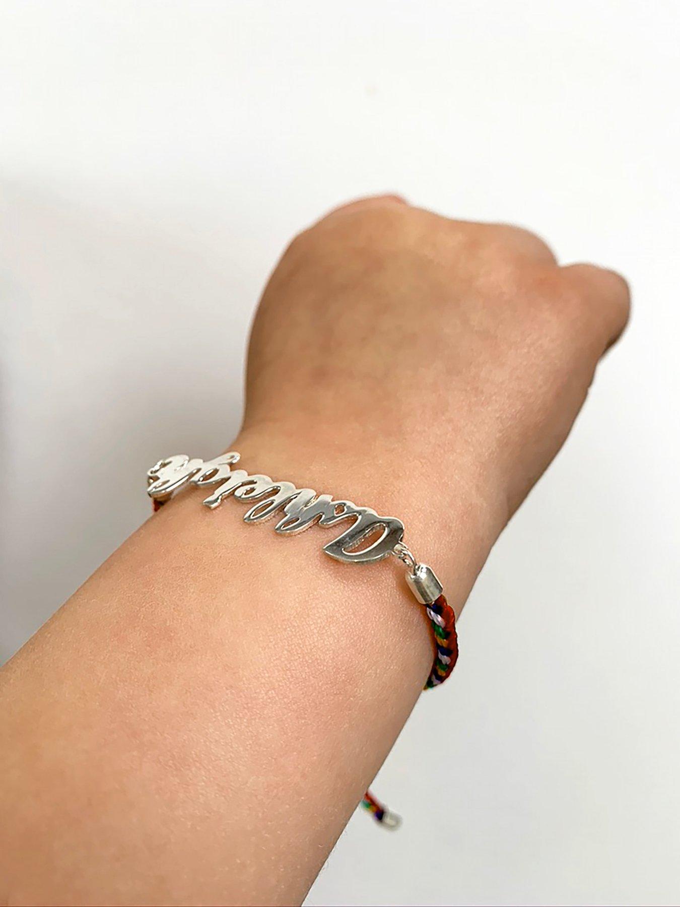 Image 4 of 6 of The Love Collection Children's Sterling Silver Cord Personalised Adjustable Name Bracelet