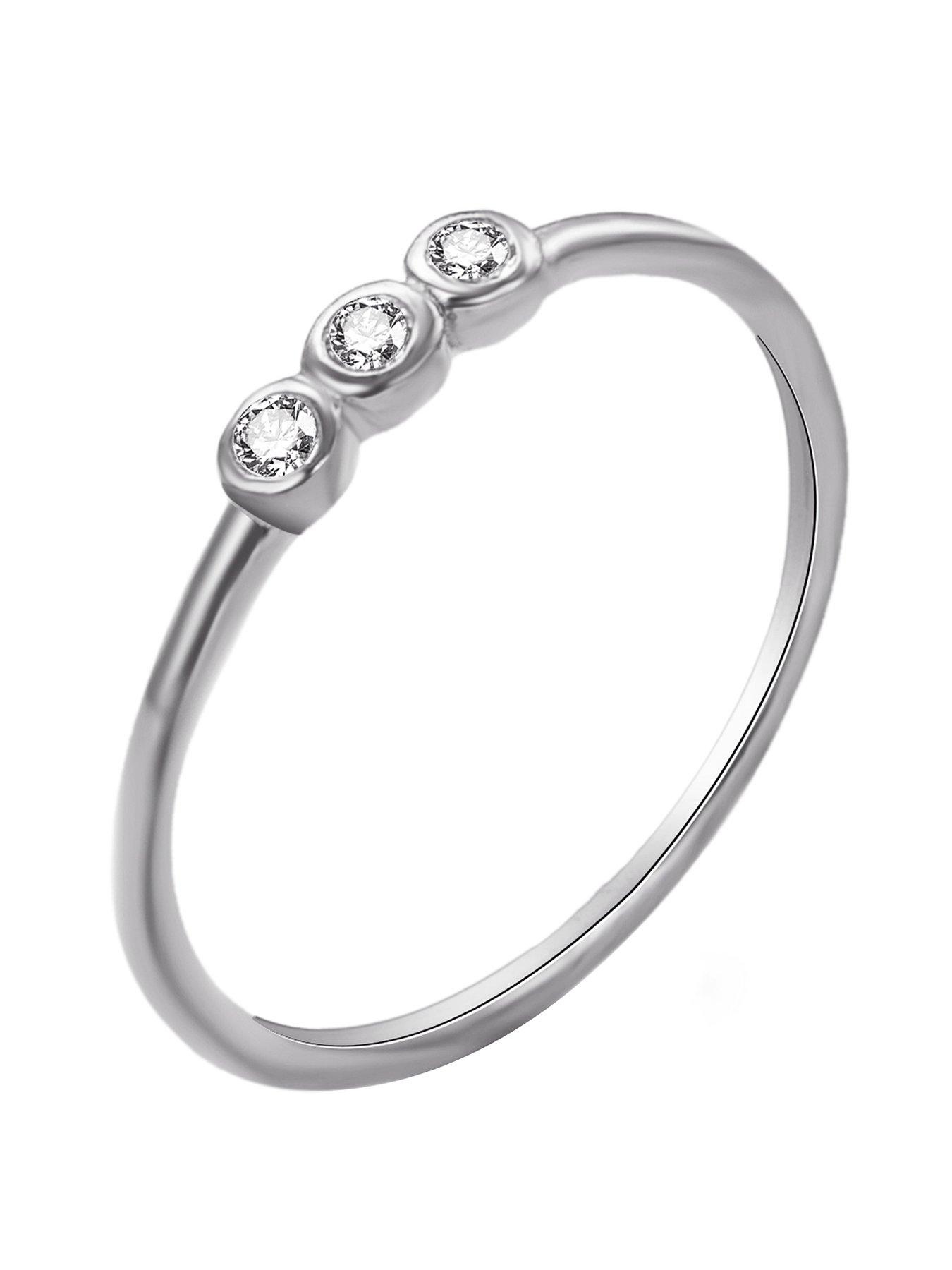 Product photograph of The Love Silver Collection Sterling Silver Trio Bezel Cz Ring from very.co.uk