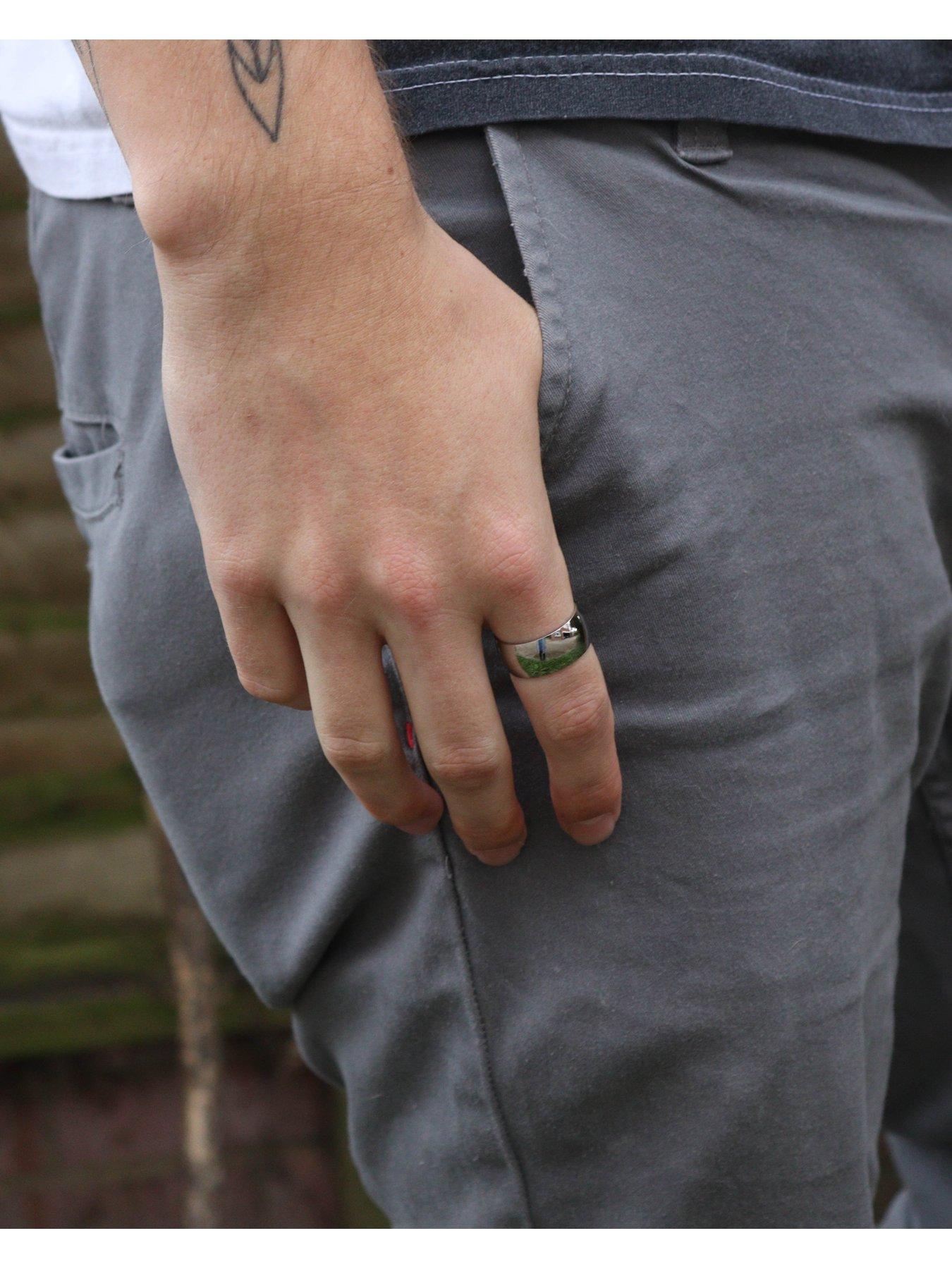 Image 2 of 6 of The Love Collection Men's Personalised Large Engravable Cigar Band Ring