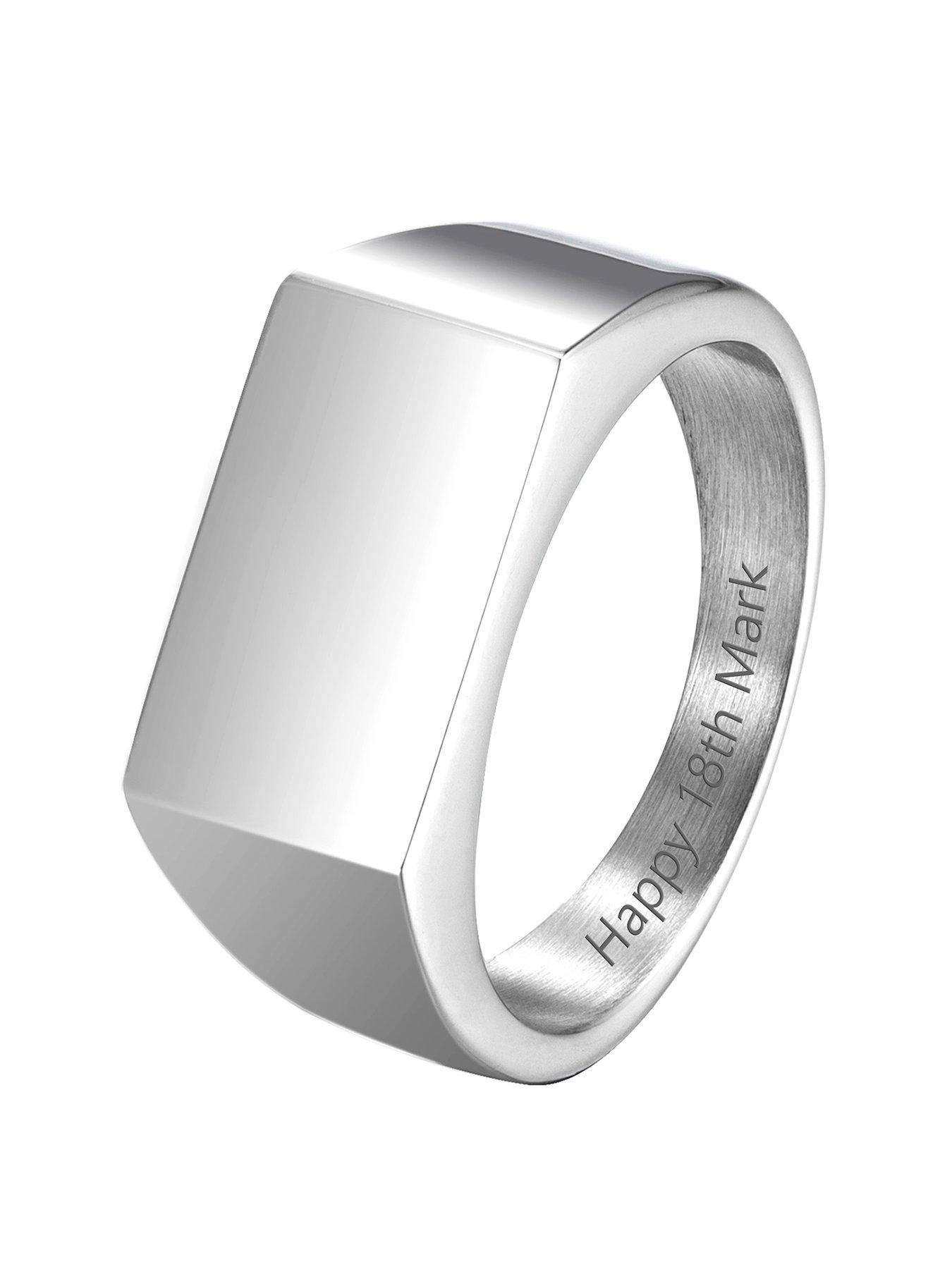 undefined Men's Personalised Large Signet Ring