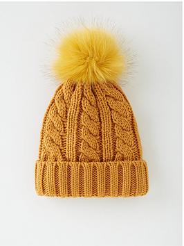 v-by-very-cable-knit-beanie-with-faux-fur-pom-pom-mustard