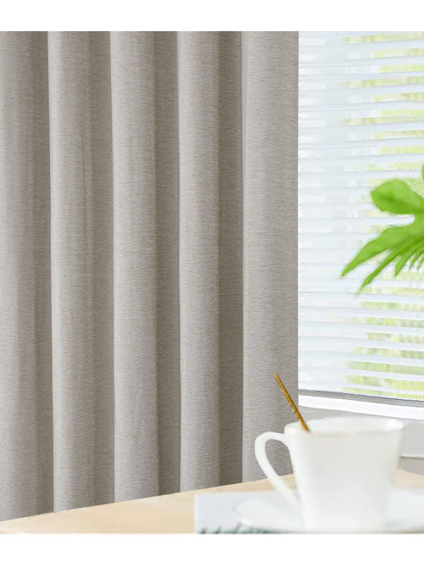 Buy Light Grey Next Heavyweight Chenille Eyelet Lined Curtains