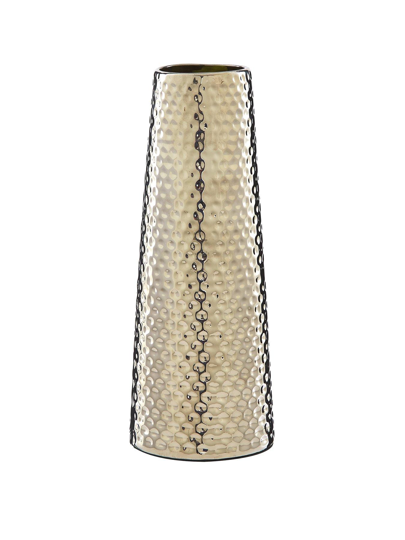Product photograph of Tall Hammered Silver Vase from very.co.uk