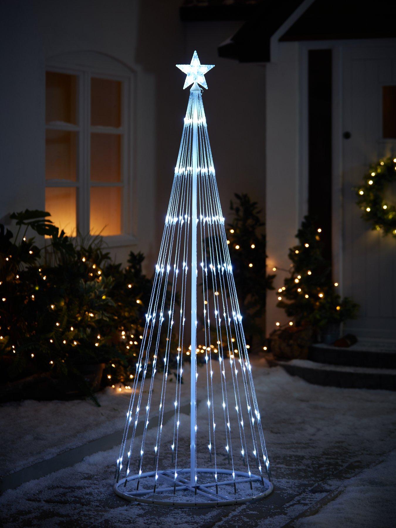 undefined 6ft White Waterfall LED Outdoor Christmas Tree Light
