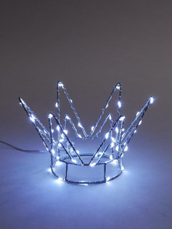 stillFront image of led-crown-christmas-tree-topper-light-silver