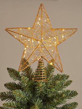 Product photograph of Very Home Gold Light Up Tree Topper from very.co.uk
