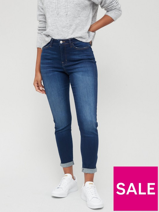 front image of v-by-very-luxe-touch-high-waist-relaxed-skinny-jean-dark-wash