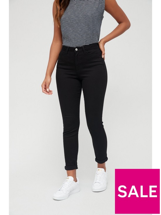 front image of v-by-very-luxe-touch-high-waist-relaxed-skinny-jean-black