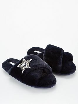 michelle-keegan-wendy-star-embellished-slipper-navy