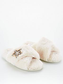 michelle-keegan-wendy-star-embellished-slipper-cream