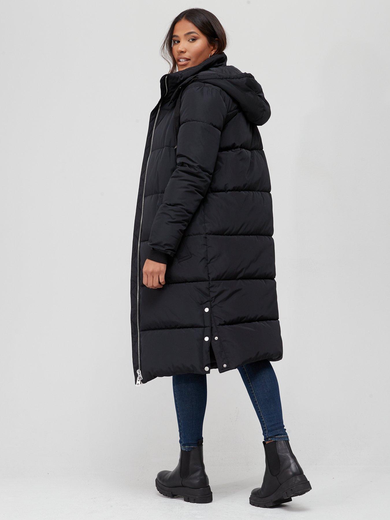 Long black store padded coats