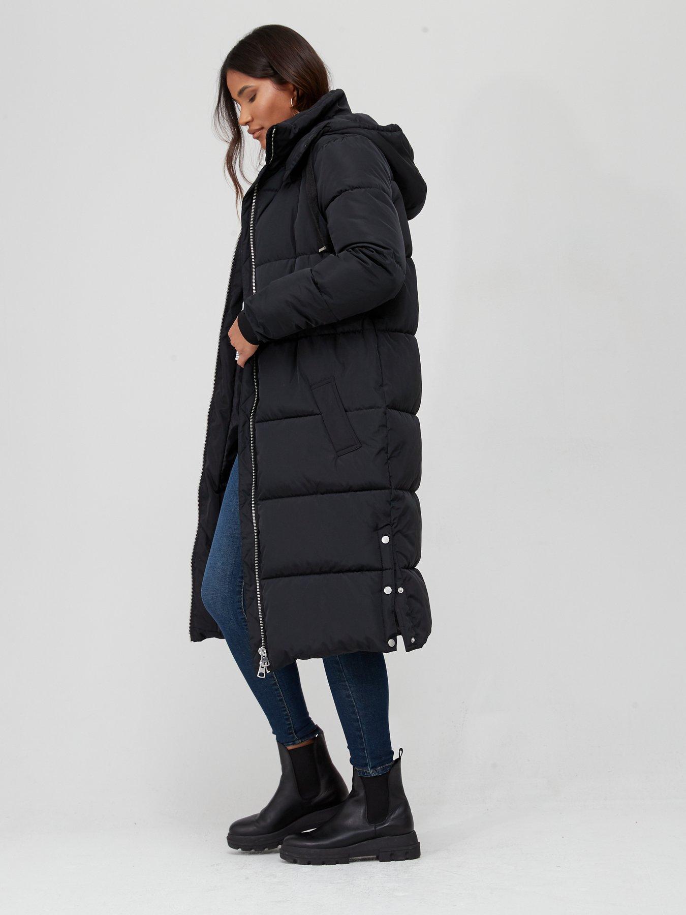 Extra long cheap black padded coat