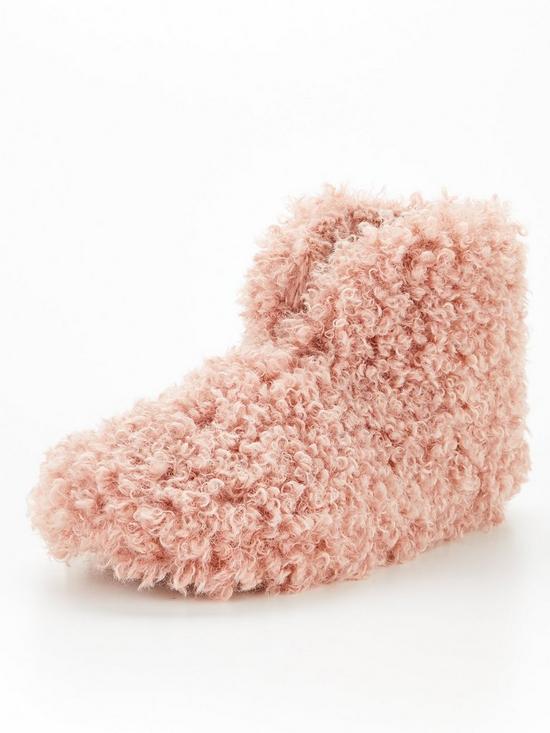 front image of v-by-very-faux-fur-slipper-boot-pink