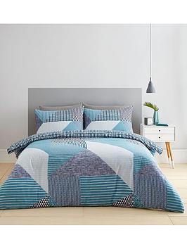Product photograph of Catherine Lansfield Larsson Geo Duvet Cover Set - Teal from very.co.uk