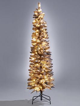 Product photograph of Very Home 6ft Pre-lit Flocked Pencil Christmas Tree In Black from very.co.uk