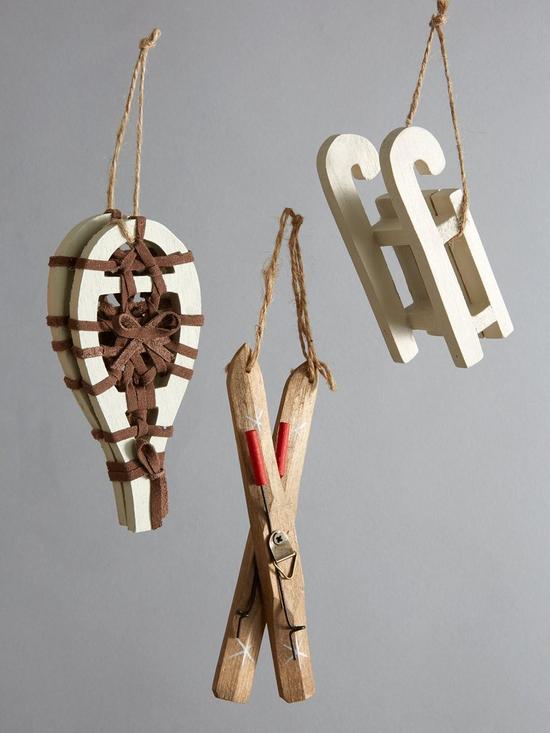 stillFront image of set-3-sledge-ski-shoes-and-skis-christmasnbsptree-decorations