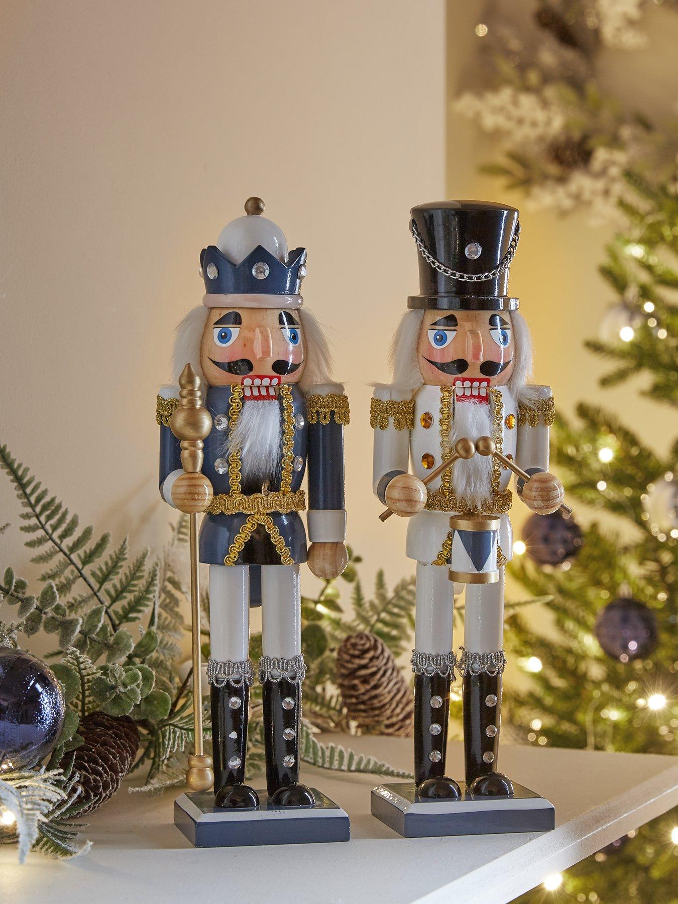 Product photograph of Very Home Set Of 2 Nutcracker Soldiers Ndash Blue Amp White from very.co.uk