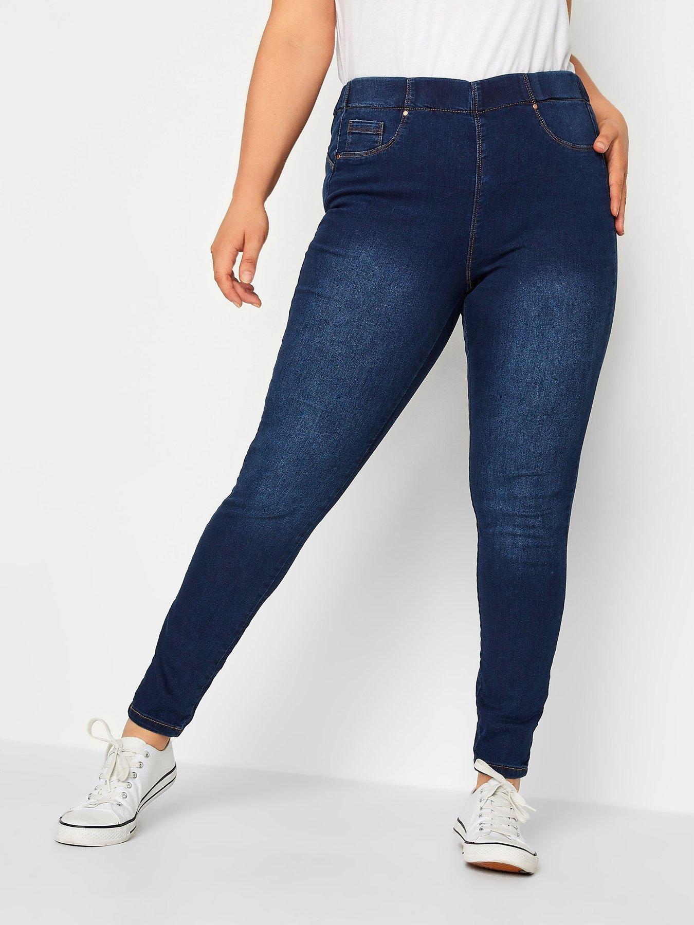 Buy Womens Plus Size High Waisted Denim Blue Black Jeggings Jean