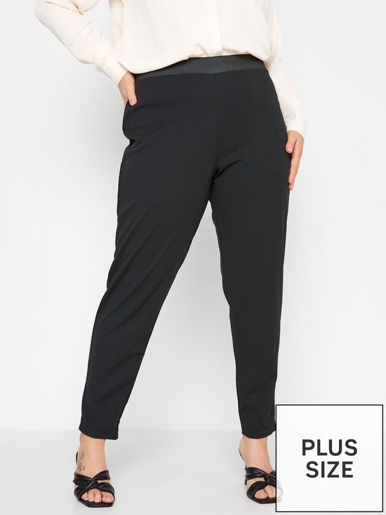 front image of yours-london-scuba-crepe-formal-tapered-trouser