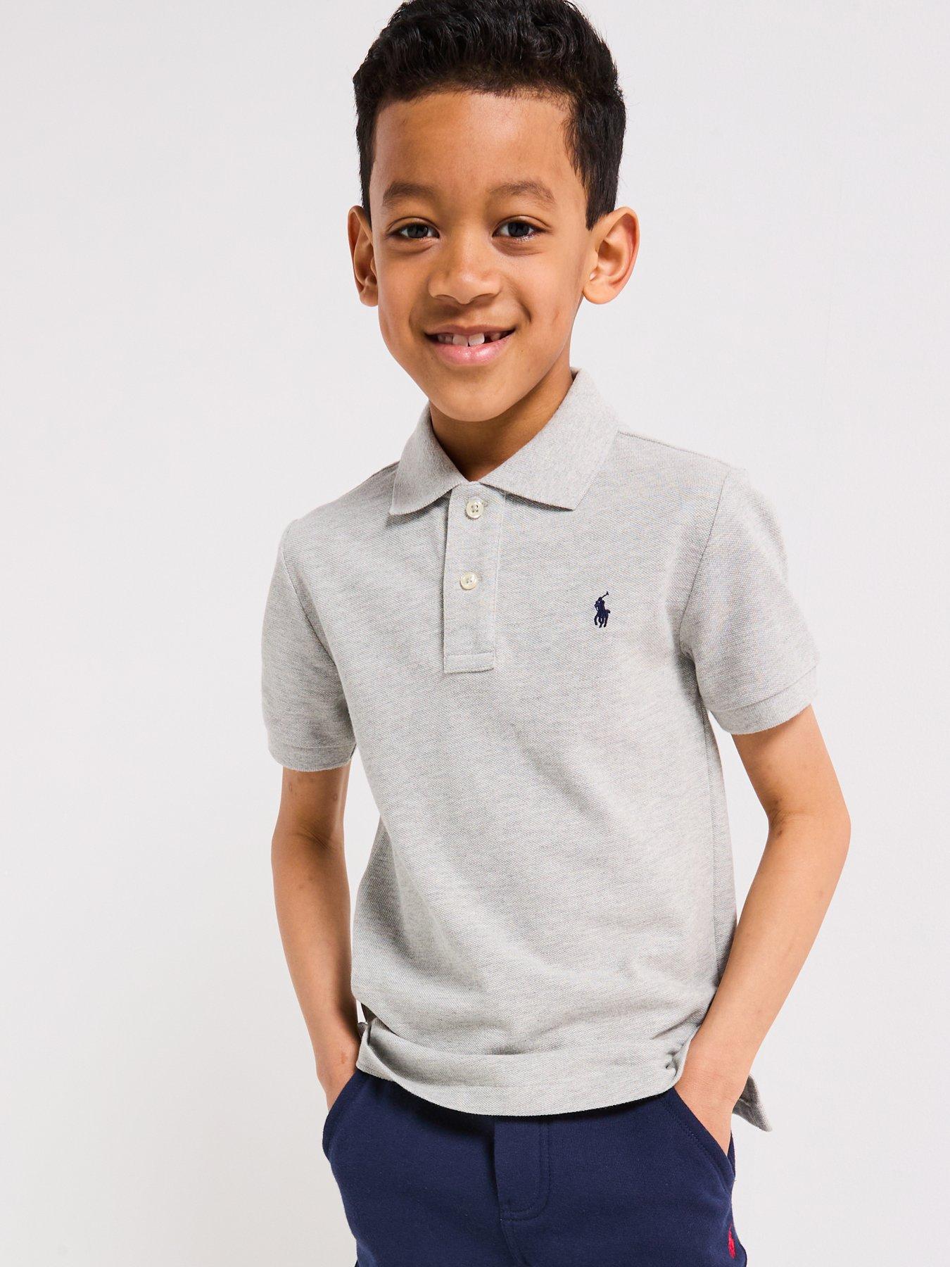 Image 3 of 6 of Polo Ralph Lauren Boys Classic Short Sleeve Polo Shirt&nbsp;- Grey Marl