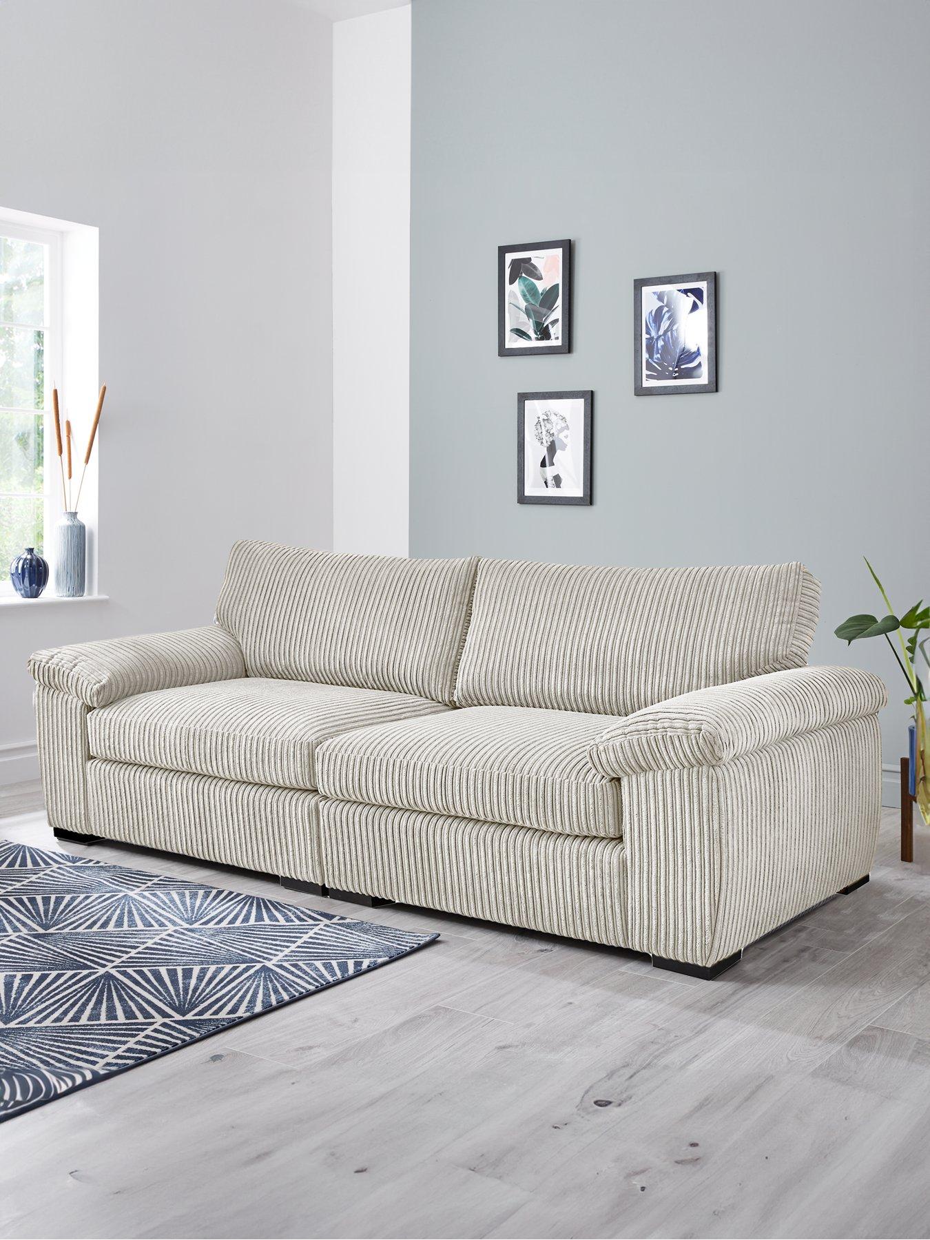 undefined Amalfi Standard Back Fabric 4 Seater Sofa - Silver - FSC® Certified