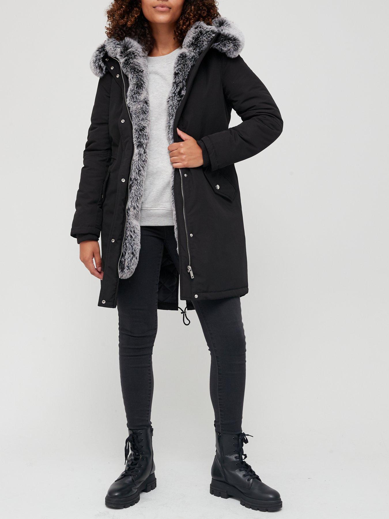 premium faux fur lined parka