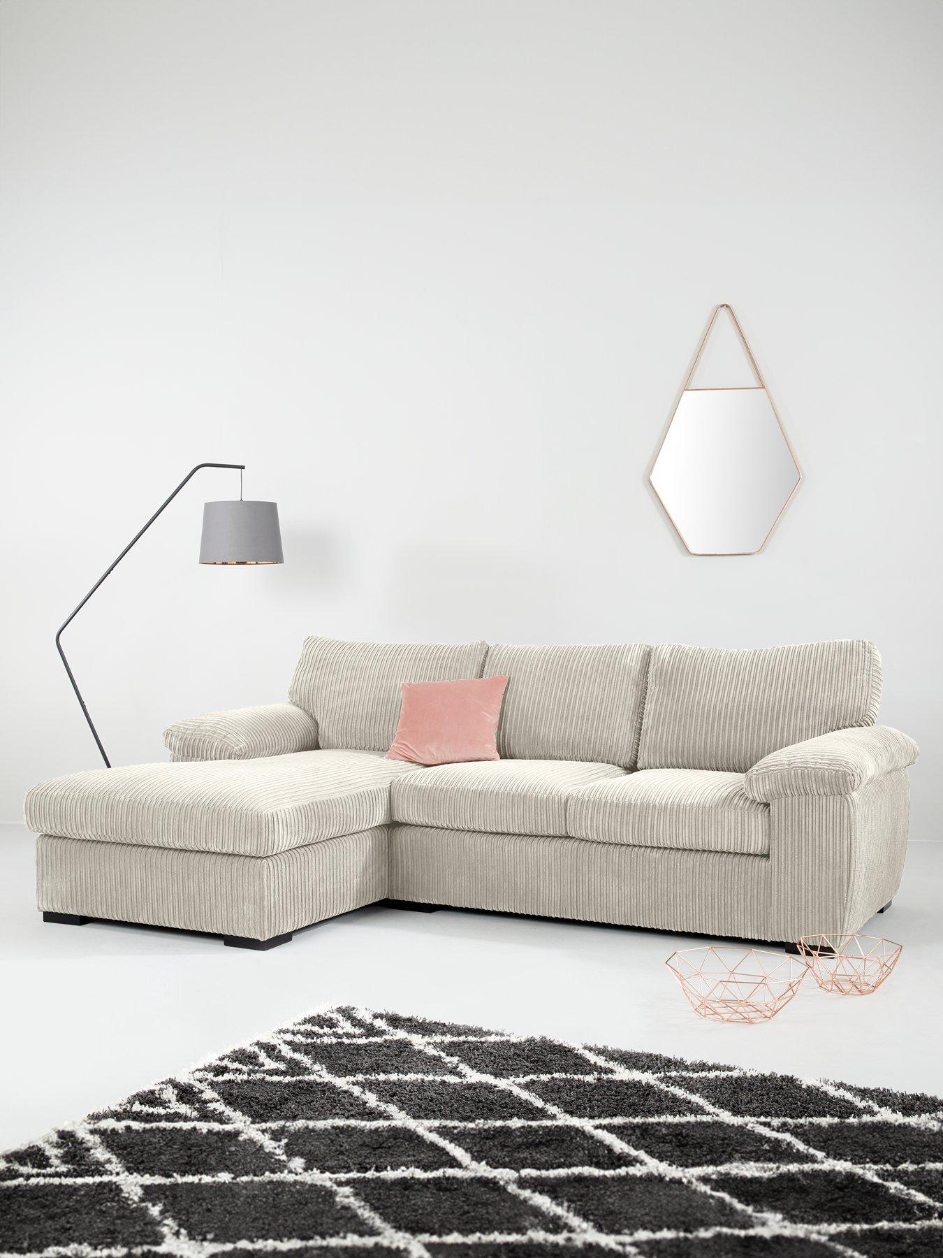 undefined Amalfi Standard 3 Seater Fabric Left Hand Chaise Sofa - Silver - FSC® Certified