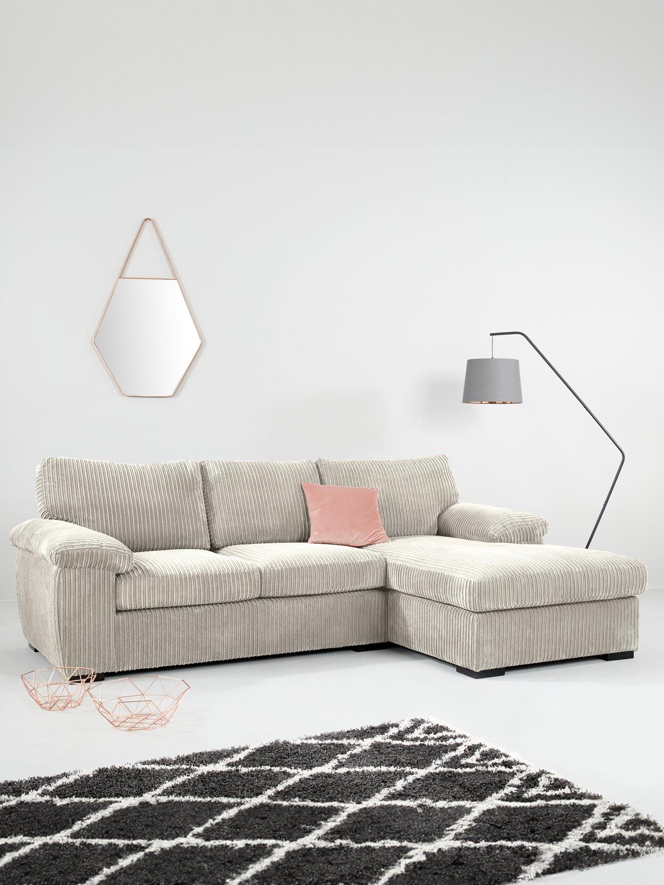 undefined Amalfi Standard Back Fabric Right Hand 3 seater Chaise Sofa - Silver - FSC® Certified