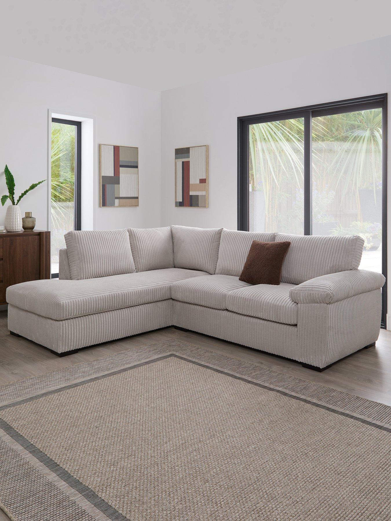 The Very Collection Amalfi Standard Back Fabric Left Hand Corner Chaise Sofa - Silver - FSC® Certified