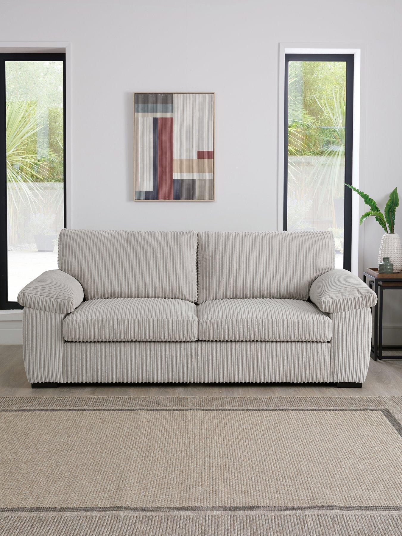 Very Home Amalfi Standard Back Fabric 3 Seater Sofa - Silver - FSC® Certified
