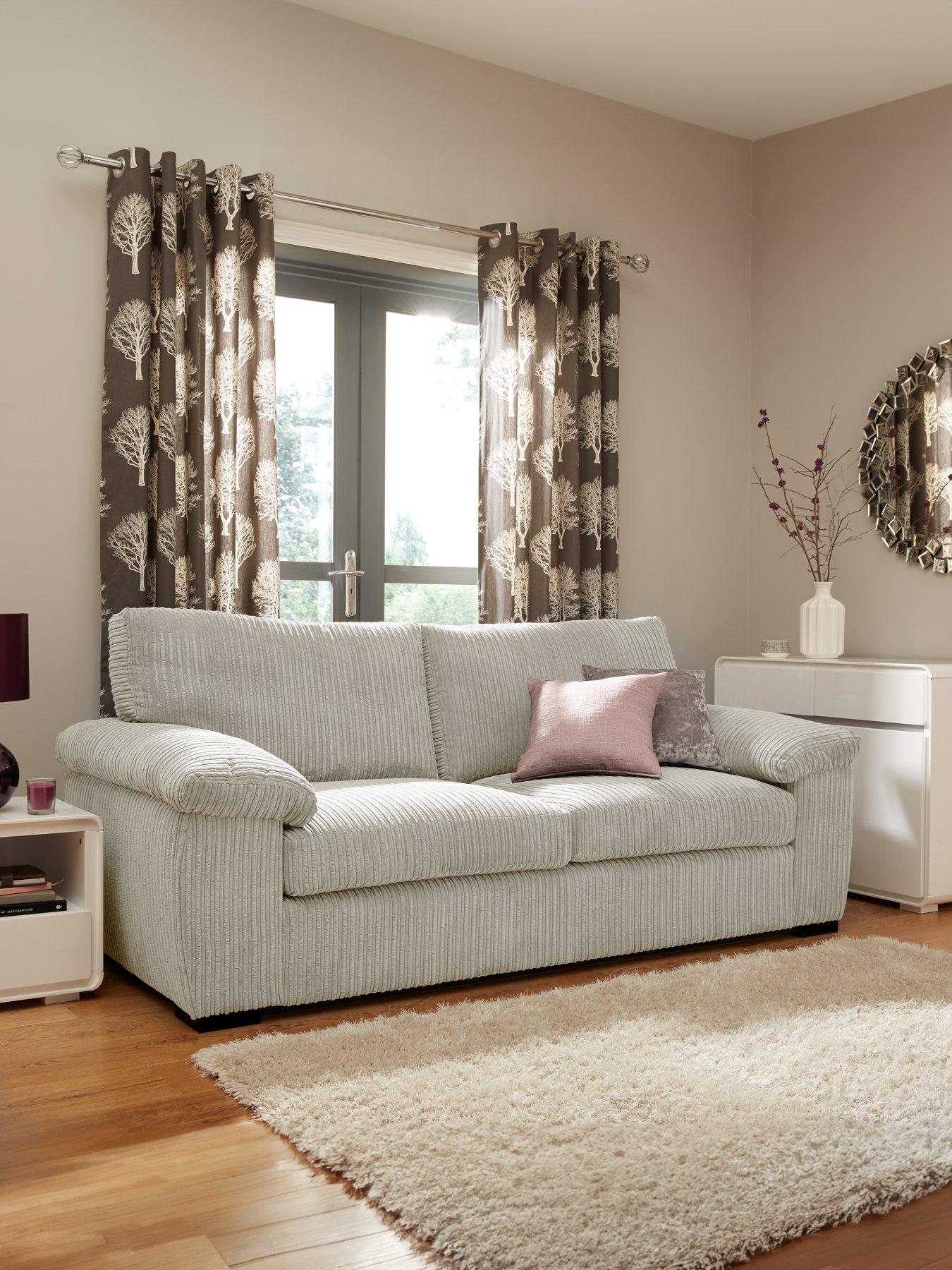 undefined Amalfi Standard Back Fabric 3 Seater Sofa - Silver - FSC® Certified