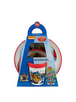 Product photograph of Paw Patrol Bicolour Premium 3 Piece Dinner Set from very.co.uk