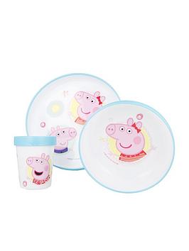 Product photograph of Peppa Pig Bicolour Premium 3 Piece Dinner Set from very.co.uk