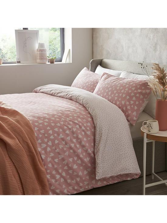 front image of everyday-collection-heart-ditsy-twin-pack-duvet-cover-set