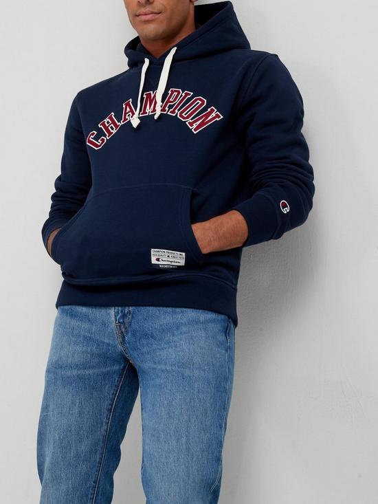 front image of champion-collegiate-hoodie-navy