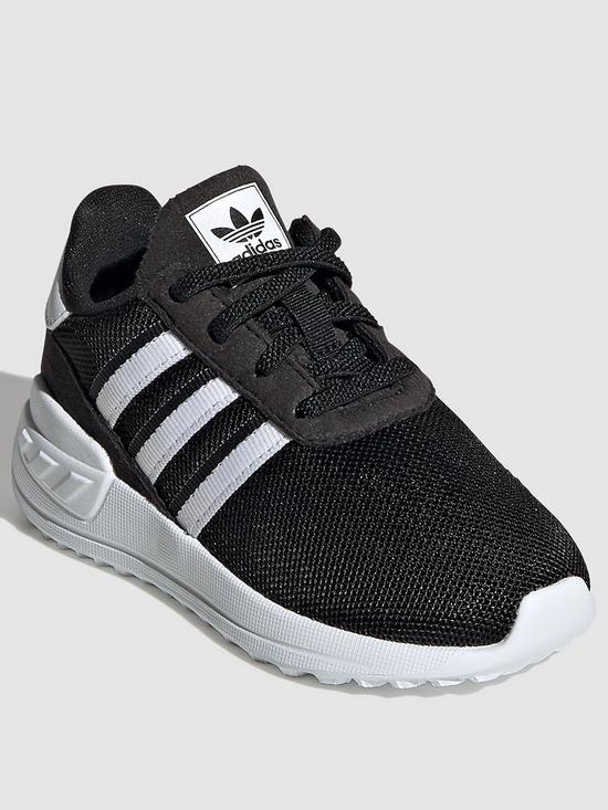 front image of adidas-originals-unisex-infant-la-trainer-lite-shoe-blackwhite