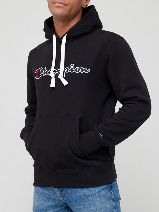 front image of champion-hoodie-black