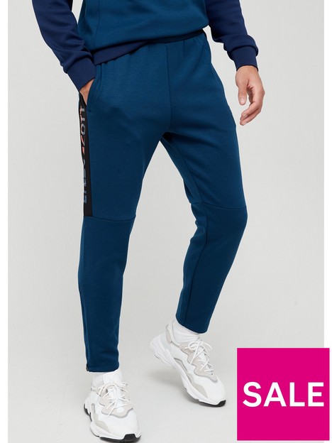 lyle-scott-sport-tracksuit-bottoms-with-woven-overlay-blue