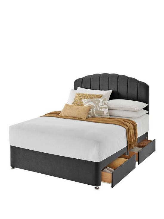 stillFront image of silentnight-velvet-base-only-velvet-divan-bed-with-storage-options-headboard-not-included