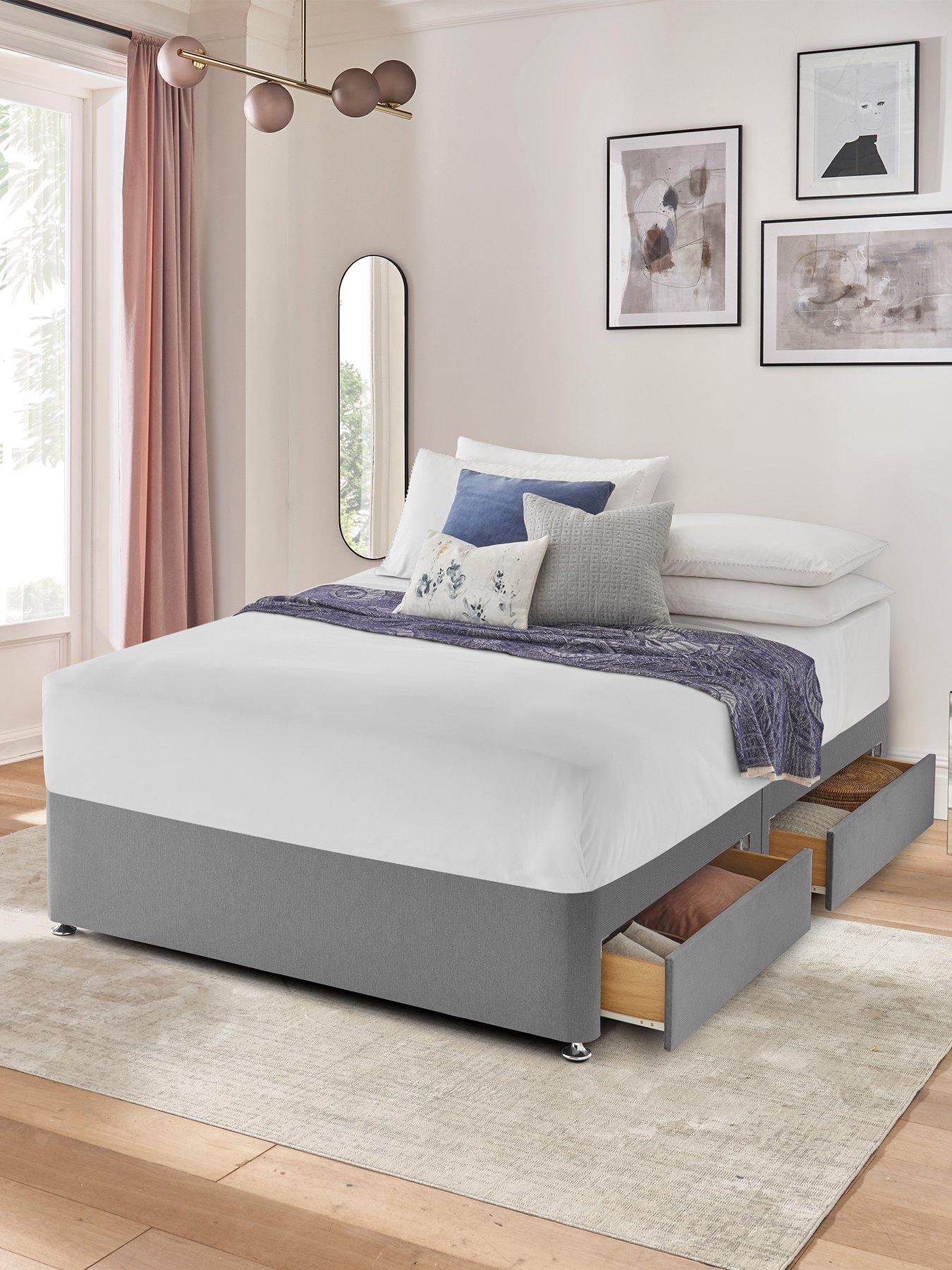 Silentnight Fabric Divan Bed With Storage Options, Base Only  Headboard Not Included - Small Double