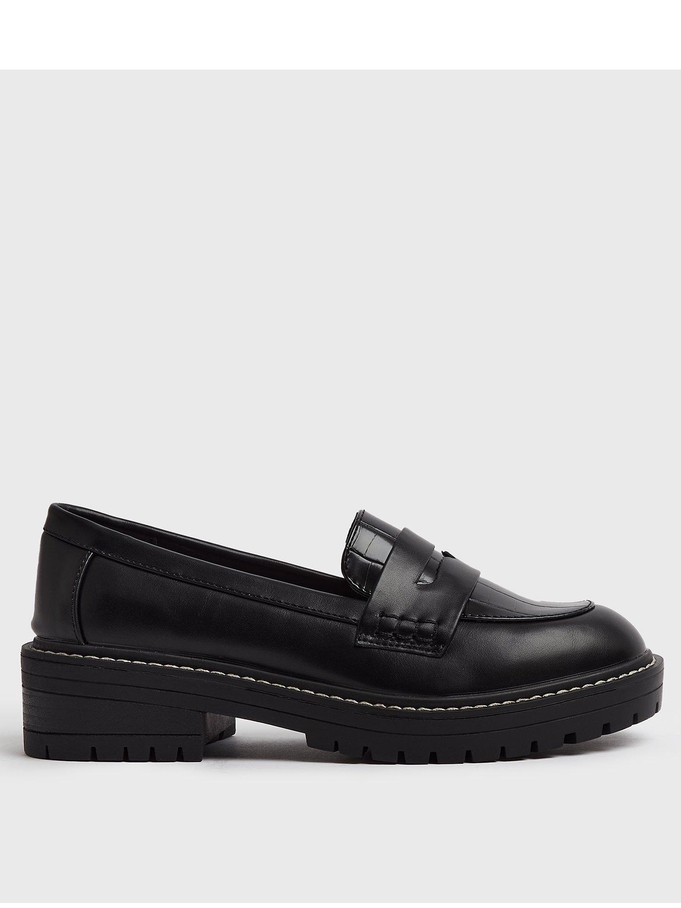 new look chunky croc loafer in black
