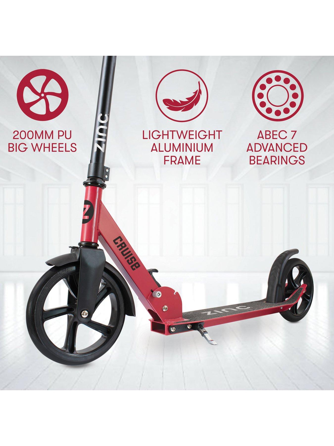 Image 2 of 6 of Zinc big wheeled folding cruise scooter - Red