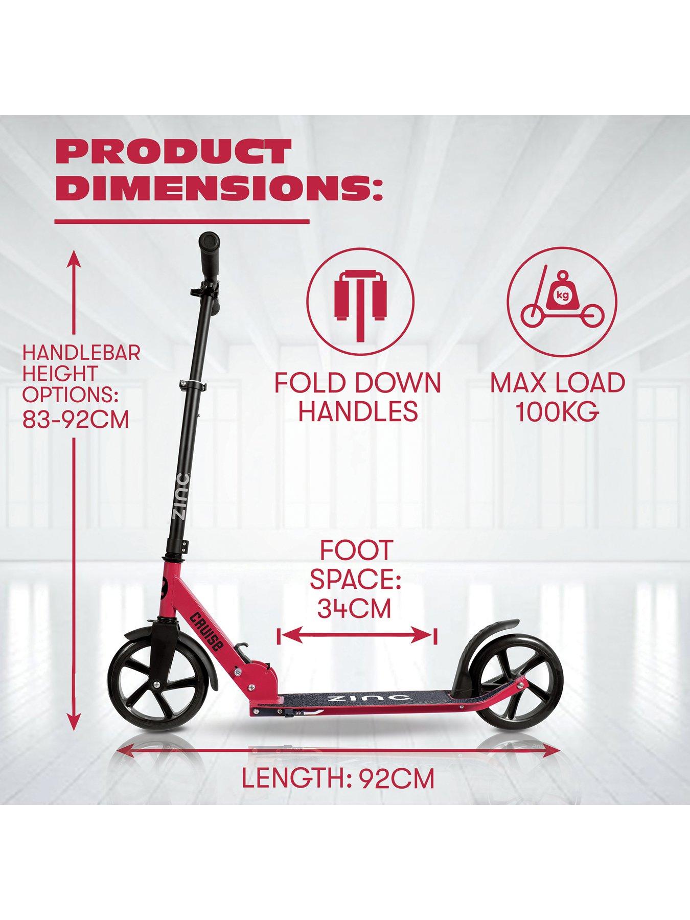 Image 3 of 6 of Zinc big wheeled folding cruise scooter - Red