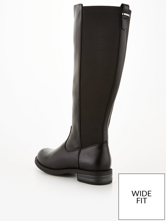 stillFront image of v-by-very-wide-fit-stretch-back-knee-boot-black