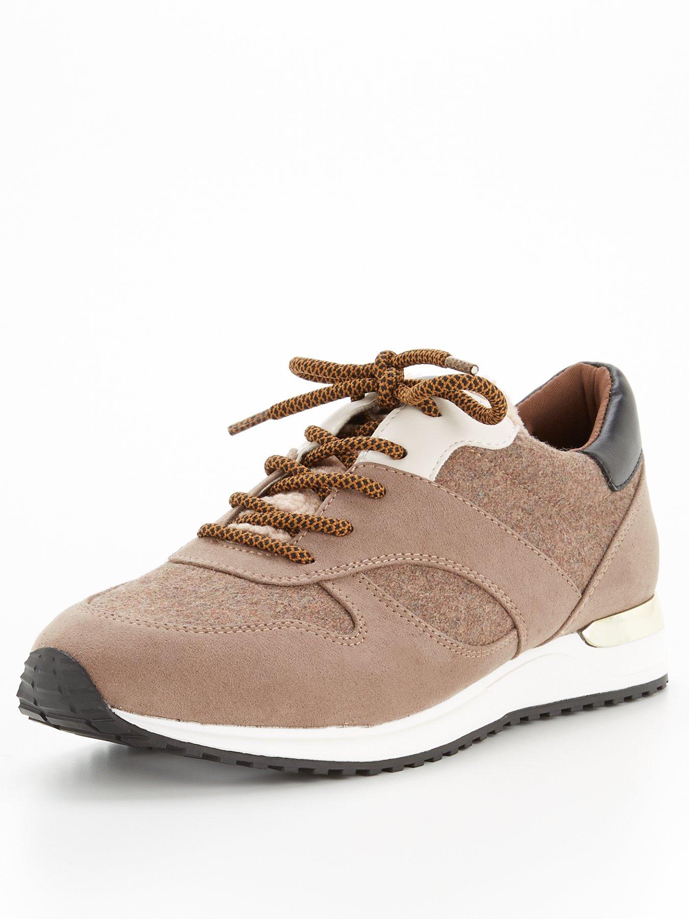 Women Lace Up Trainer - Brown