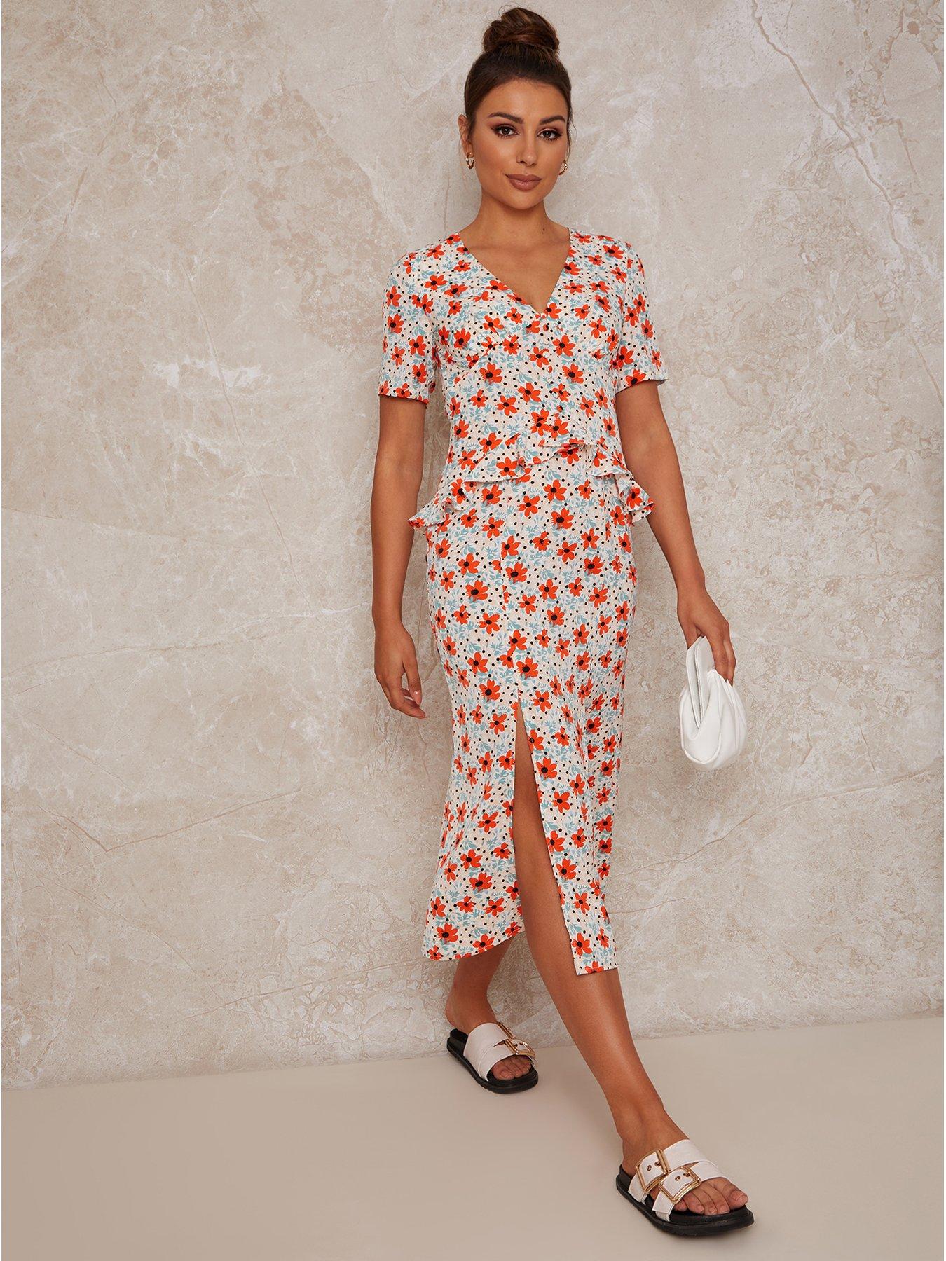 midi day dress with sleeves