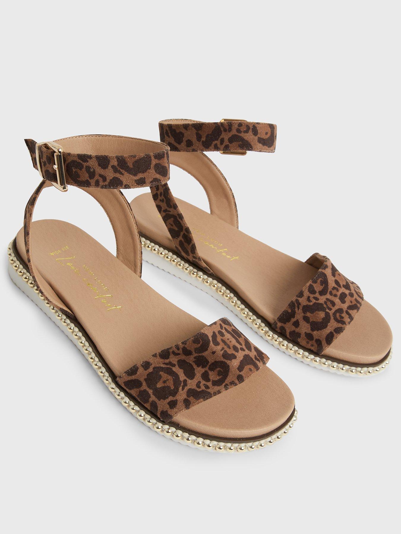 wide leopard sandals