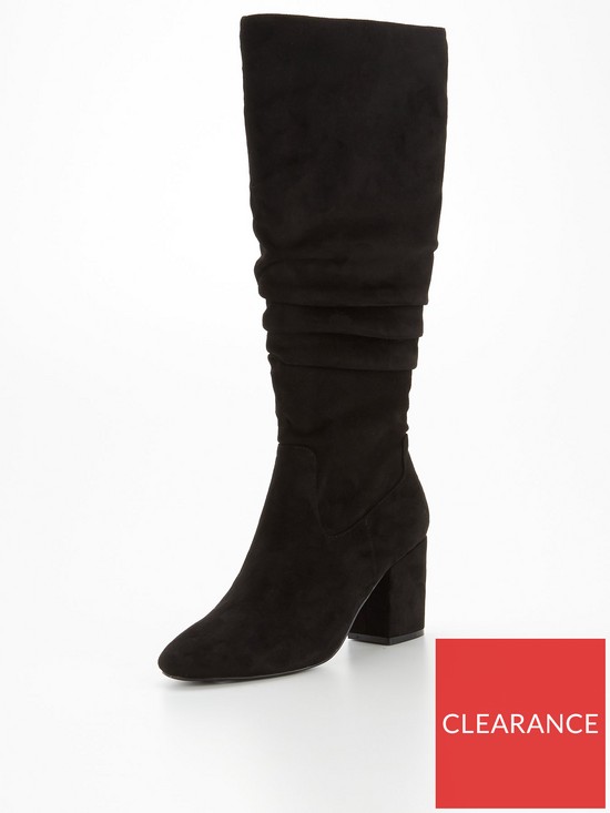 front image of v-by-very-wide-fit-block-heel-slouch-knee-boot-black