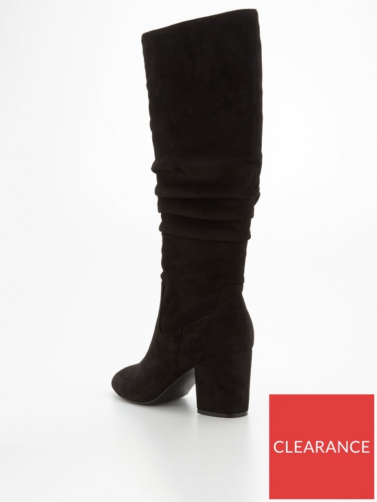 stillFront image of v-by-very-wide-fit-block-heel-slouch-knee-boot-black