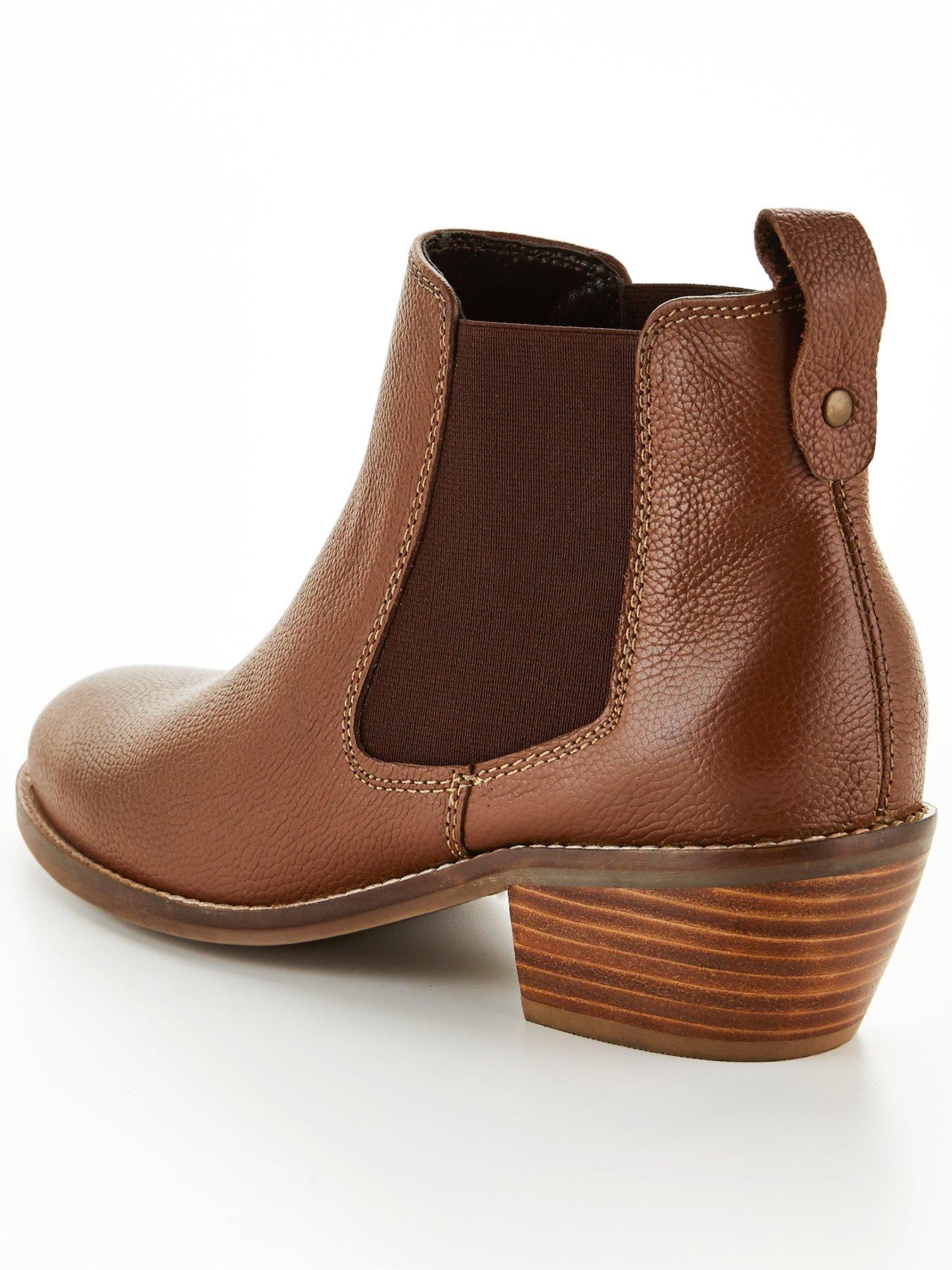 V by Very Leather Low Heel Ankle Boots Tan very.co.uk
